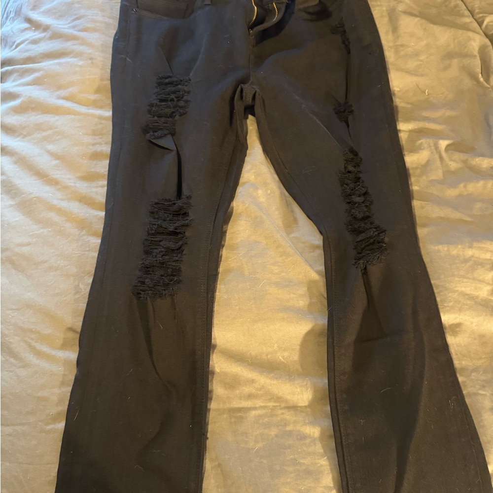 Express Black Distressed Skinny Jeans